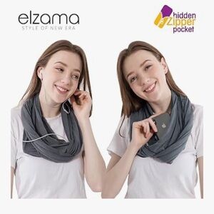 NWT Gray Infinity Scarf with Hidden Pocket